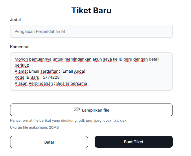 Contoh Pengisian Tiket